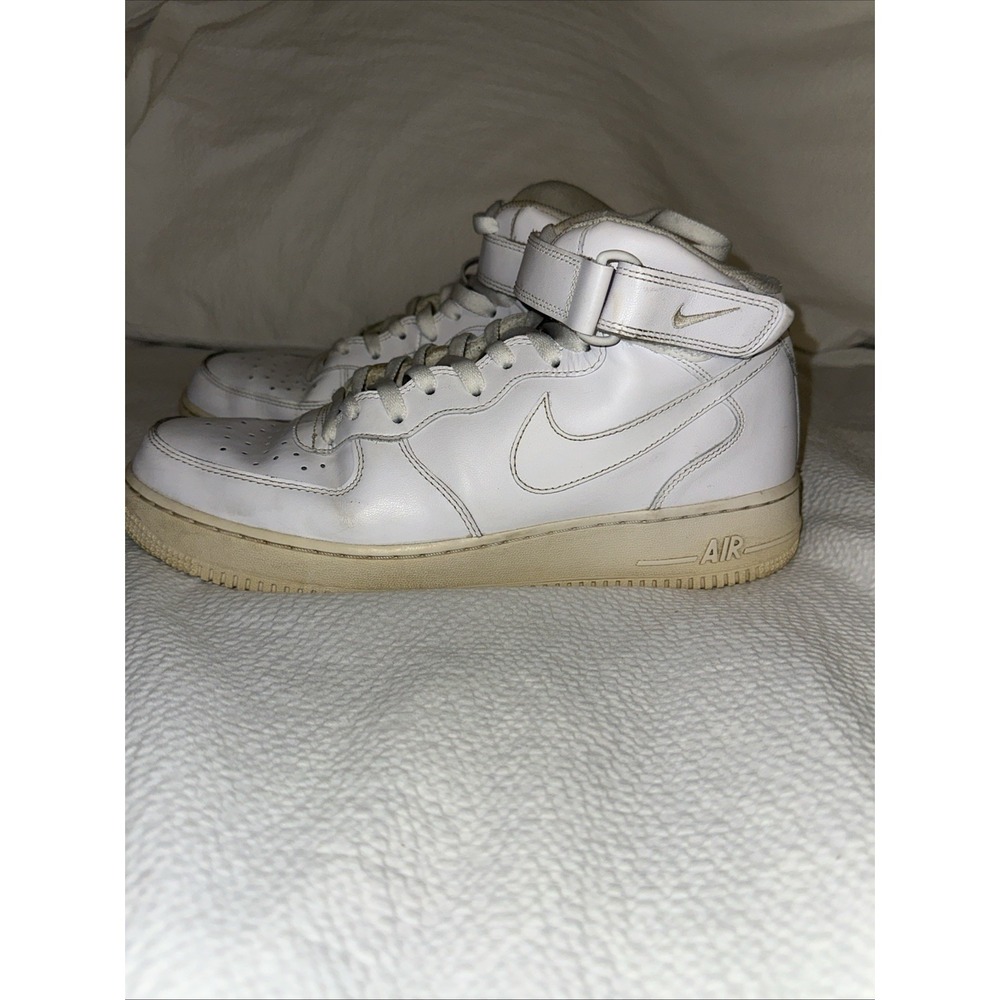 Nike‎ Air Force 1 mid-   White Leather Sz 11.5